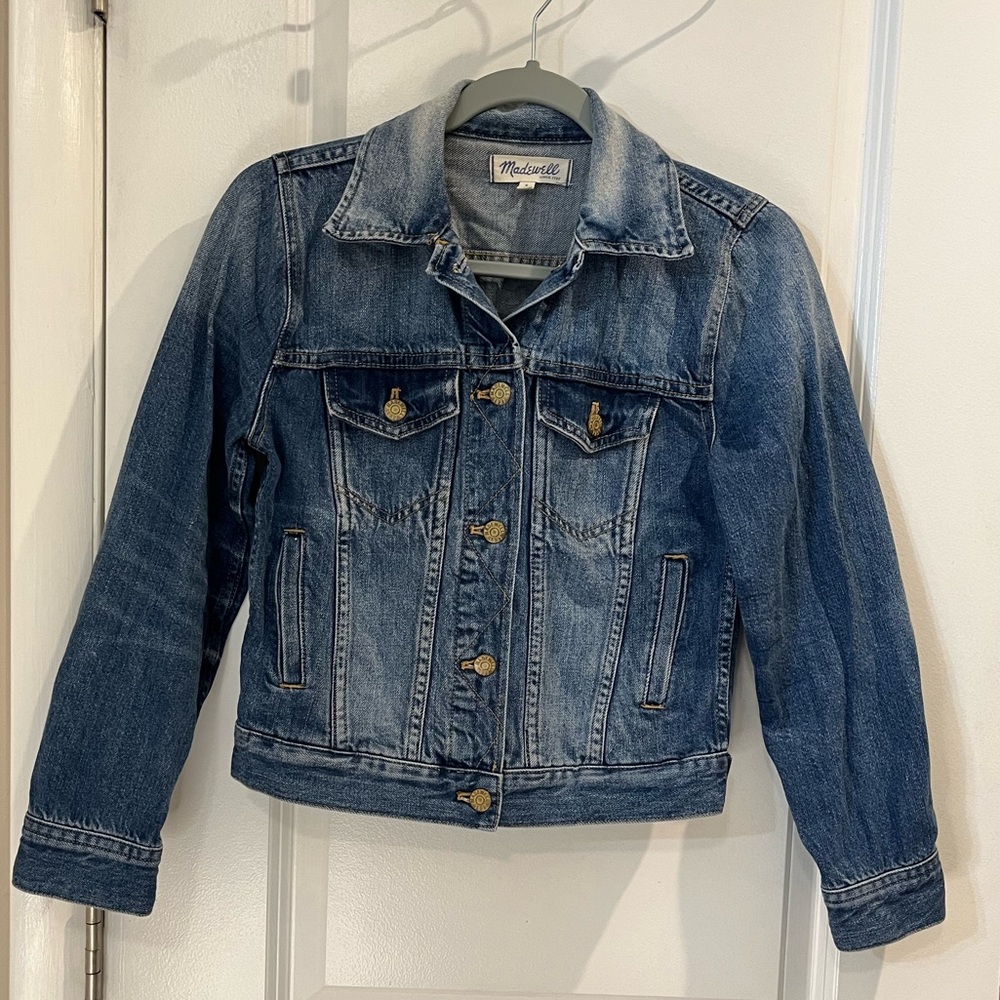Madewell Denim/Blue Jean Trucker Jacket Sz S  Cotton Cropped Button Front